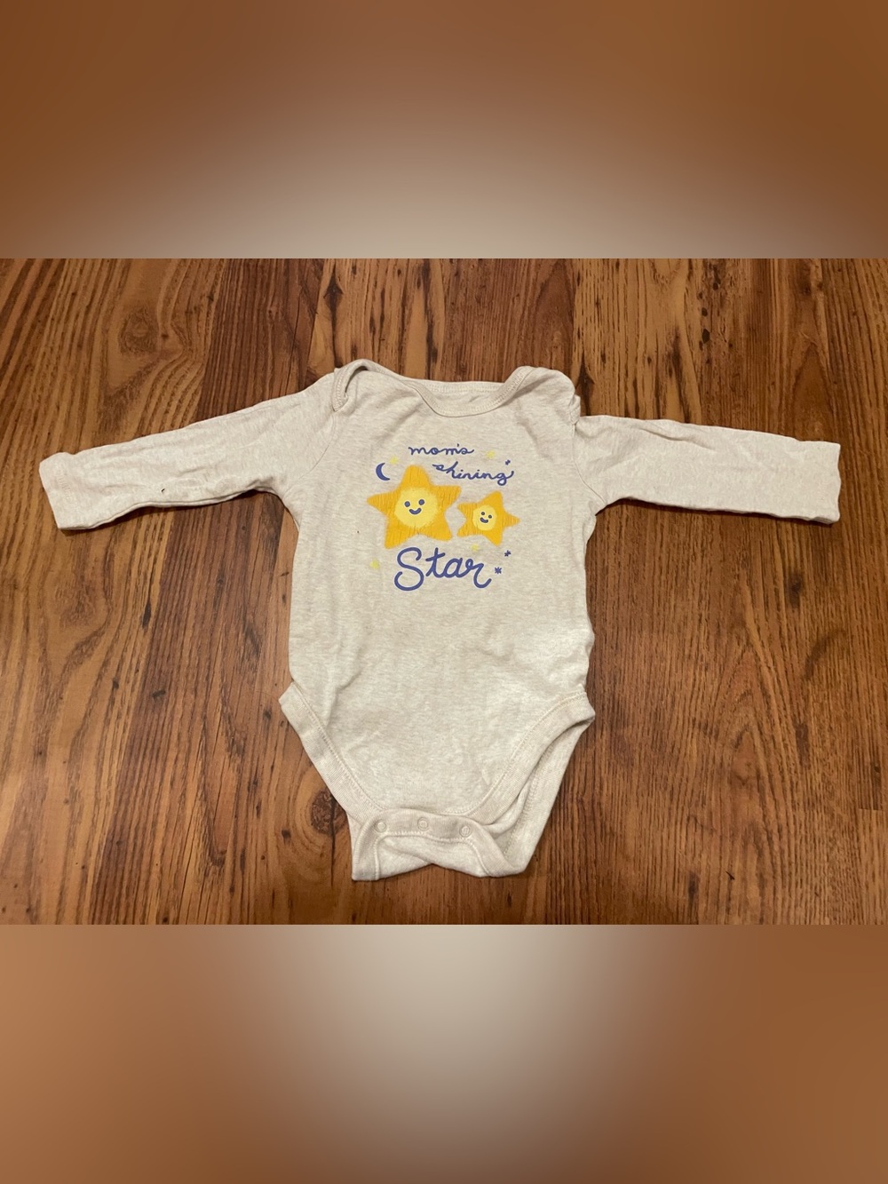 Old Navy Cream Long-Sleeve Baby One-Piece onesie Mom's Shining Star Graphic